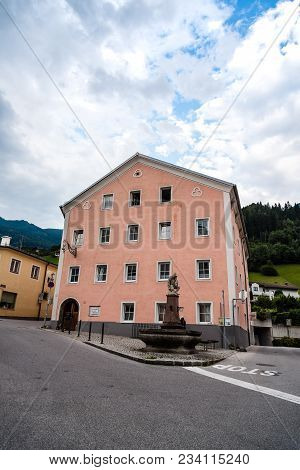 Schwaz, Austria - August 8, 2017:  View Of The Picturesque Town Of Schwaz In  Austrian State Of Tyro