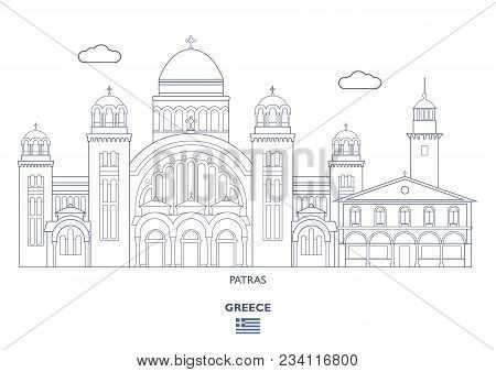 Patras Linear City Skyline, Greece. Famous Places