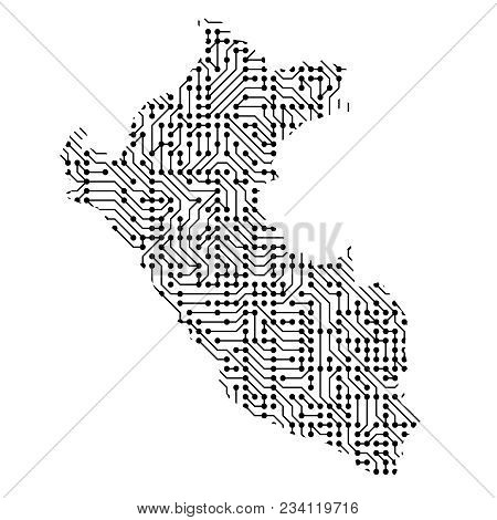 Abstract Schematic Map Of Perum The Black Printed Board, Chip And Radio Component Of Vector Illustra