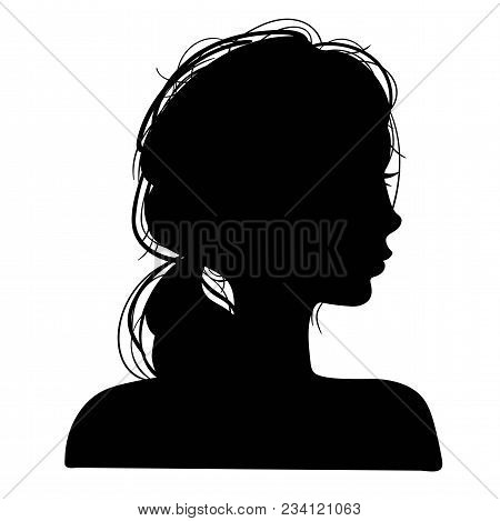 Silhouettes Head Girls. Logo And Advirtising Element. Vector Illustration