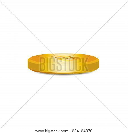 Golden Bitcoin Bunch On White Backgraund. Vector Illustration.