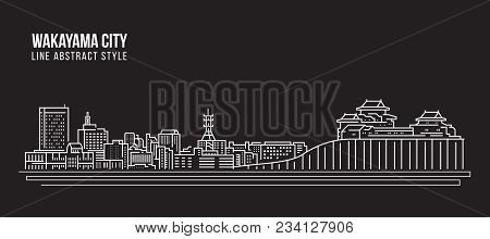 Cityscape Building Line Art Vector Illustration Design - Wakayama City