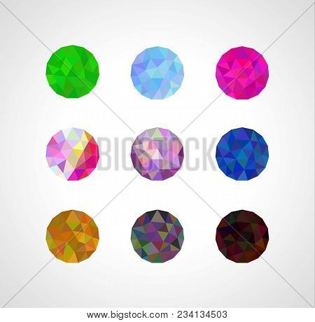 A Set Of Polygonal Sphere Ball On A Light Background