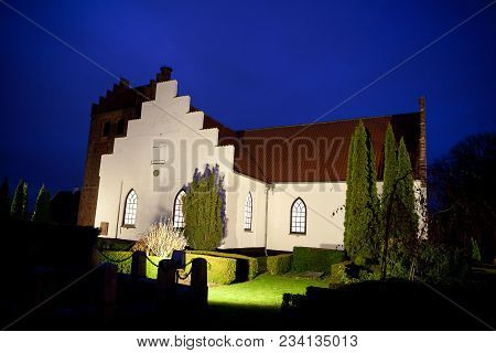 Sollerod Church At Night In 2016