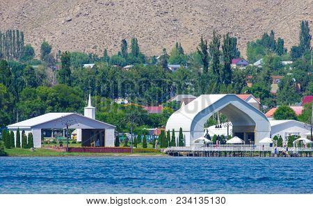 View Over Issyk-kul Lake Near Cholpon-ata, Kyrgyzstan During Summer Season 30.07.2017