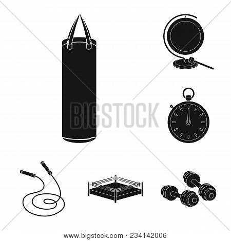 Boxing Extreme Sports Black Icons In Set Collection For Design. Boxer And Attributes Vector Symbol S
