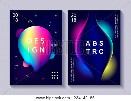 Set Of Creative Design Posters With Color Vibrant Gradient Background. Trendy Modern Design Template