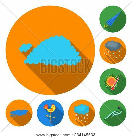 Different Weather Flat Icons In Set Collection For Design.signs And Characteristics Of The Weather V