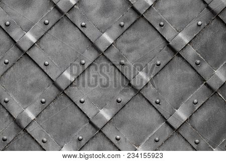 Details, And Ornaments Of Wrought Iron Fence With Gate.