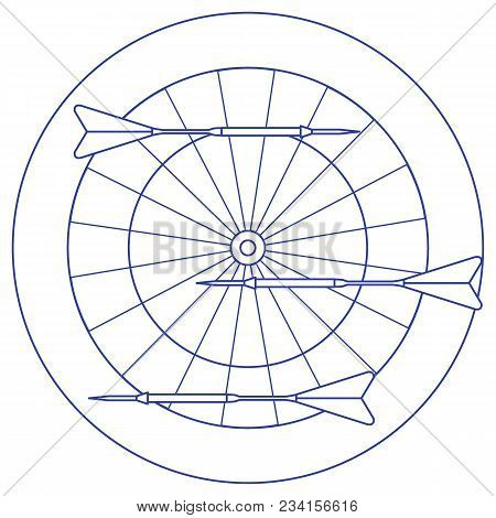 Cute Vector Illustration Of Target And Arrows For The Darts. Sports Theme. Design For Banner, Poster