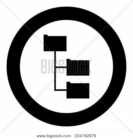 Folder Structure Black Icon In Circle Vector Illustration Isolated