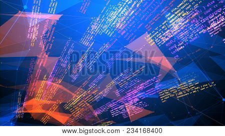 Half-round Coding Program With Sparkling Texts