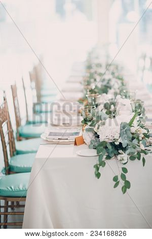 Wedding Decor In White And Green Tones, Bright Color