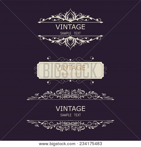 Vintage Decorations Elements. Flourishes Calligraphic Ornaments And Frames. Retro Style Design Colle