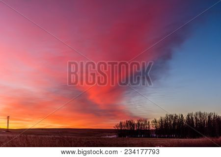 Morning Sun Rising Over Cochrane, Cochrane, Alberta, Canada