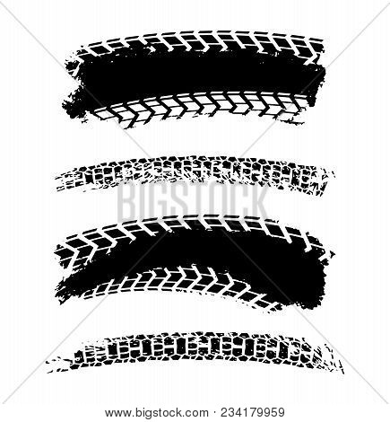 Motorcycle Tire Tracks Vector Illustration. Grunge Automotive Element Useful For Poster, Print, Flye