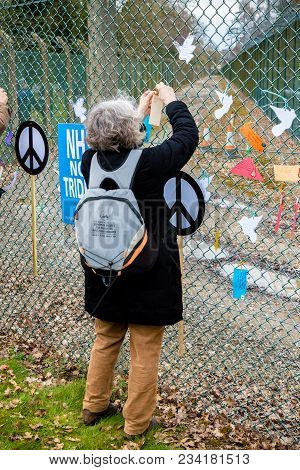 Protesters Gather Outside The Main Gate To The Awe, Aldermaston Uk