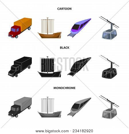 The Truck, The Boat, The Subway, The Funicular Modes Of Transport. Transport Set Collection Icons In