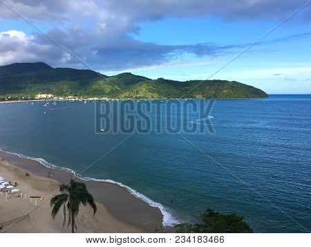 Panoramic View Of Tabatinga Beach In Caraguatatuba, Sao Paulo State, Brazil