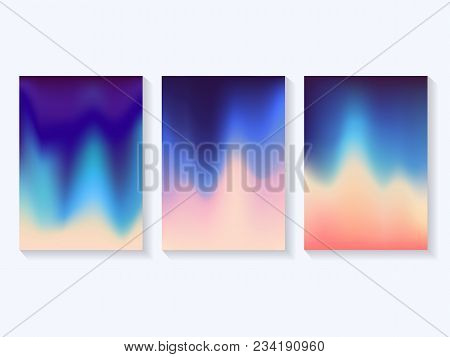Bright Gradient Background Three Trendy Templates With Ink Gradient Background Vector Illustration F
