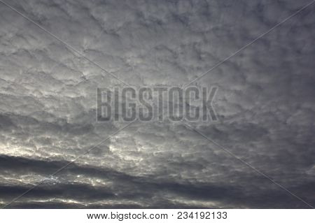 Evening Sky With Light Cirrus Clouds At Sunset