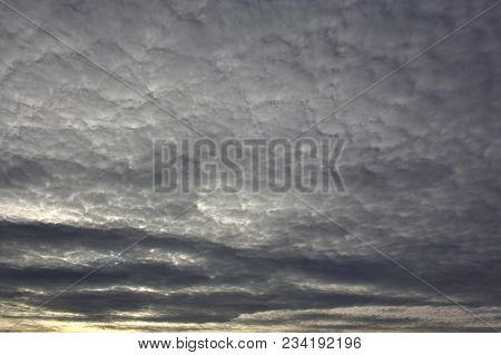 Evening Sky With Light Cirrus Clouds At Sunset