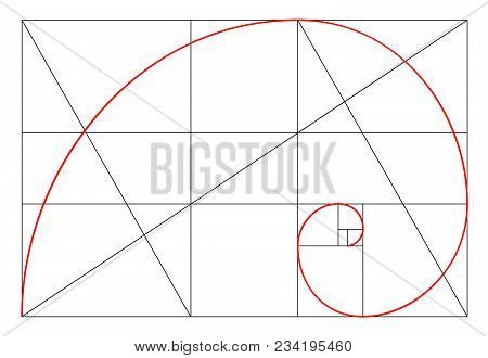 Minimalistic Style Design. Golden Ratio. Geometric Shapes. Circles In Golden Proportion. Futuristic 