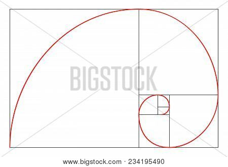 Minimalistic Style Design. Golden Ratio. Geometric Shapes. Circles In Golden Proportion. Futuristic 