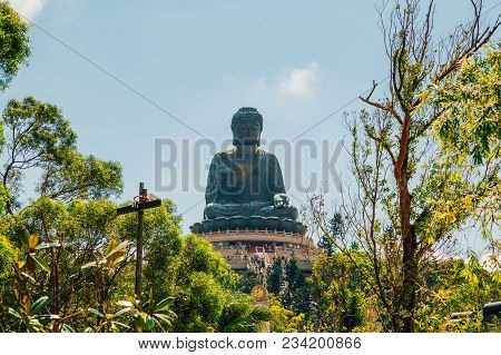 May 20, 2017. Hong Kong, China. The Enormous Tian Tan Buddha At Po Lin Monastery In Hong Kong.