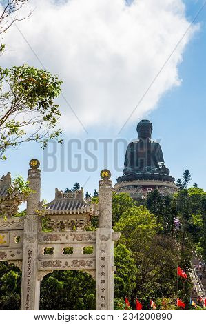 May 20, 2017. Hong Kong, China. The Enormous Tian Tan Buddha At Po Lin Monastery In Hong Kong.
