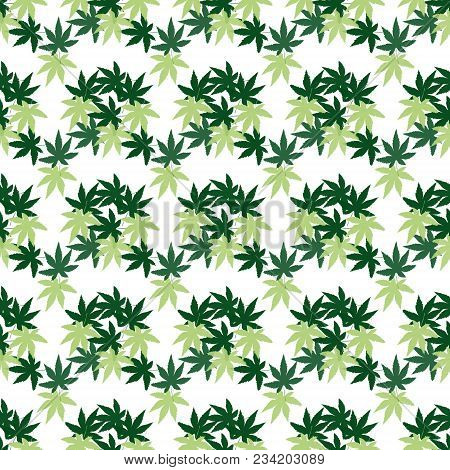 Seamless Pattern With Green Leaves On A White Background.pattern With Leaves.