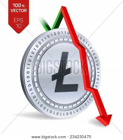 Litecoin. Fall. Red Arrow Down. Litecoin Index Rating Go Down On Exchange Market. Crypto Currency. 3