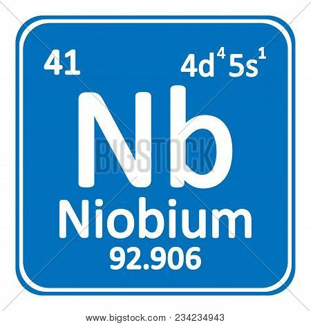 Periodic Table Element Niobium Icon On White Background. Vector Illustration.