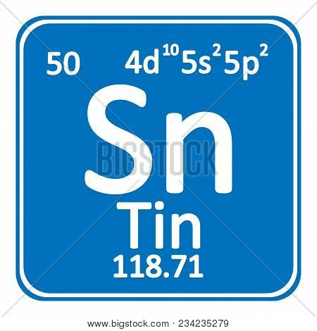 Periodic Table Element Tin Icon On White Background. Vector Illustration.