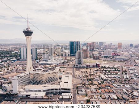 Las Vegas, Nevada, Usa - November 16, 2011: Looking Up At The 1,149 Ft Tall Stratosphere Tower Locat