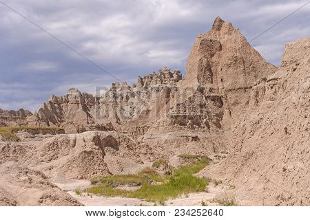 Rain Clouds Over The Badlands In Badlands National Park In South Dakota