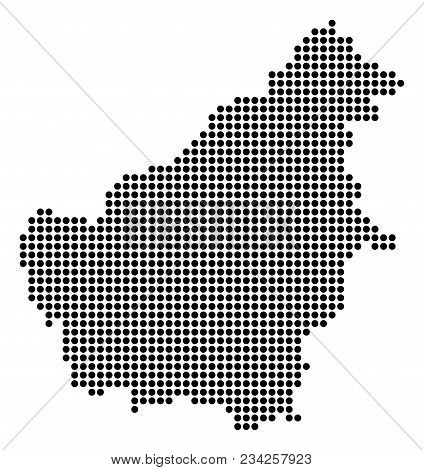 Dotted Borneo Island Map. Vector Concept Of Borneo Island Map Composed Of Small Circles. Vector Geog