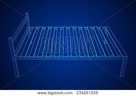 Base Orthopedic Bed Wireframe Low Poly Mesh Vector Illustration.