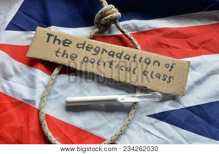 The scandal about poisoning of former spy Sergei Skripal. Concept.USA and British Flag background. April 1, 2018 in Kiev,Ukraine