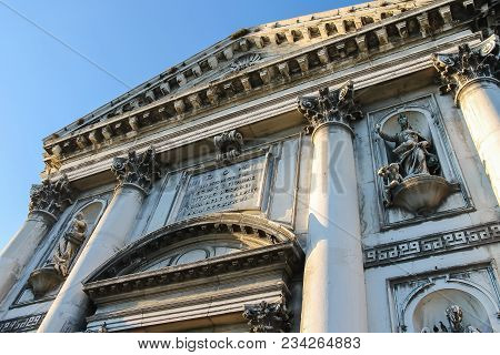Old Statues On Facade Of The Church Of Santa Maria Del Rosario (gesuati). Venice, Italy