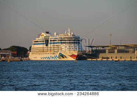 Venice, Italy - August 13, 2016: Aidabella Cruise Ship In Venice Lagoon
