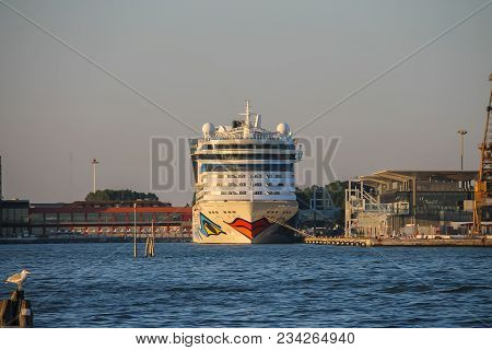 Venice, Italy - August 13, 2016: Aidabella Cruise Ship In Venice Lagoon