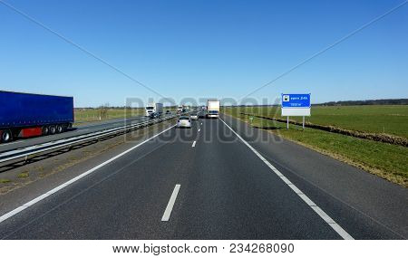 Trucks Goes On The Highway . Highway Traffic