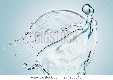 Water Angel Ballet On Blue Pure Water Flow