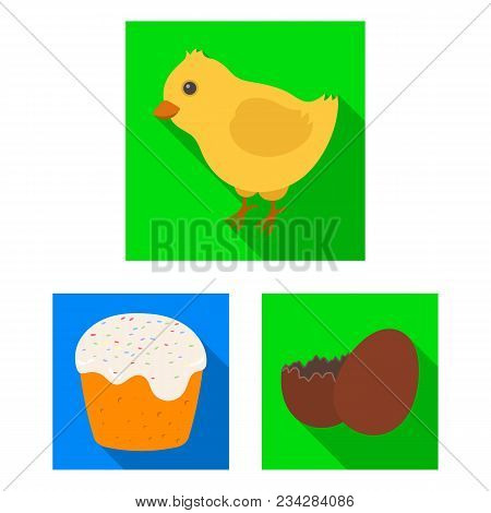 Easter Is A Christian Holiday Flat Icons In Set Collection For Design. Easter Attributes Vector Symb