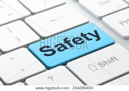 Safety Concept: Computer Keyboard With Word Safety, Selected Focus On Enter Button Background, 3d Re