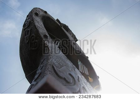 Sculpture - Musical Instrument Of Dombra In Almaty, Kazakhstan