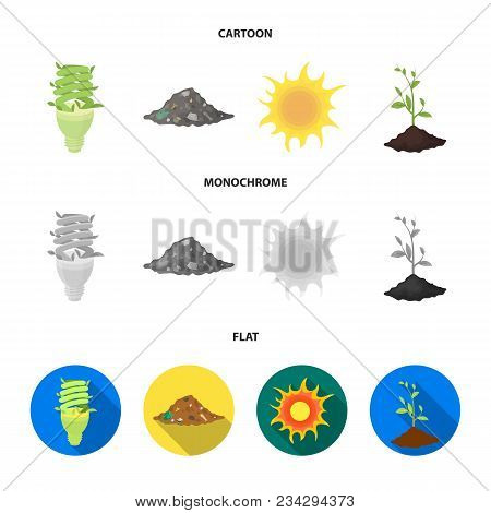 An Ecological Lamp, The Sun, A Garbage Dump, A Sprout From The Earth.bio And Ecology Set Collection 