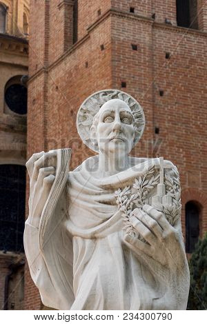 Saint Bernardo Tolomei Statue In Romanesque Abbazia Territoriale Di Monte Oliveto Maggiore In Tuscan