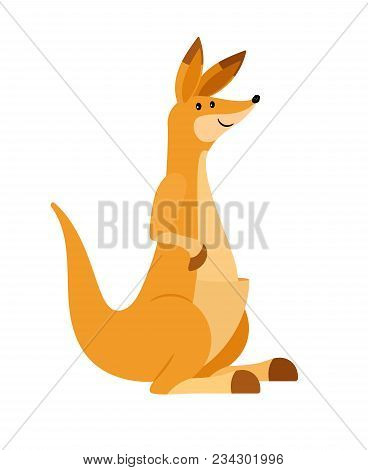 Kangaroo. Cute Vector Wallaby Illustration, Cartoon Kangaroo Or Wallaroo Isolated On White Backgroun